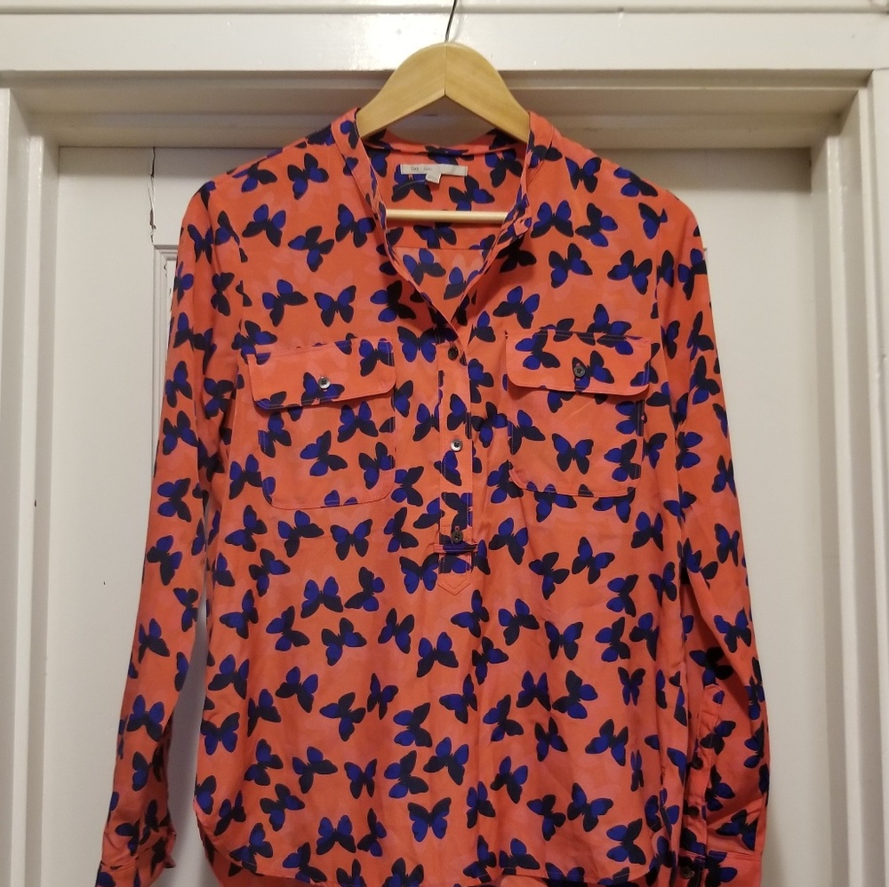 Gap red and blue, butterfly popover shirt